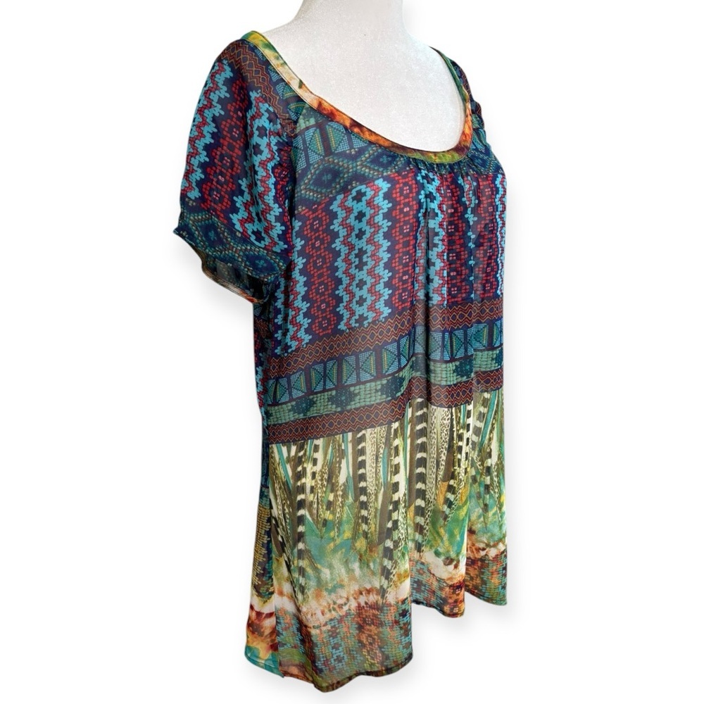 Multicolor Patterned Women's Blouse - Picture 2 of 13